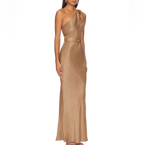 NEW Karina Grimaldi Angelique Midi Dress in Mocha - Picture 2 of 6